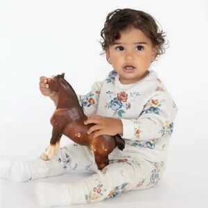 Easy-Peasy - Baby Print French Terry Crew Sweatshirt and Joggers Set 12 Months